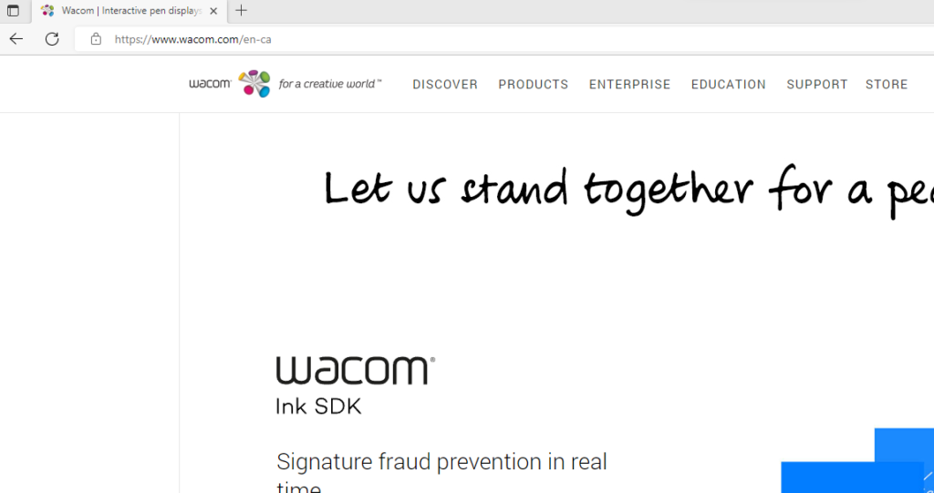 wacom website on microsoft edge
