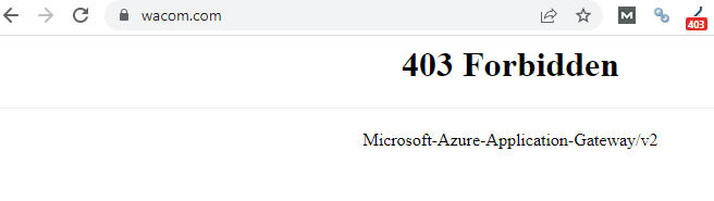 wacom website showing 403 Forbidden Microsoft-Azure-Application-Gateway/v2