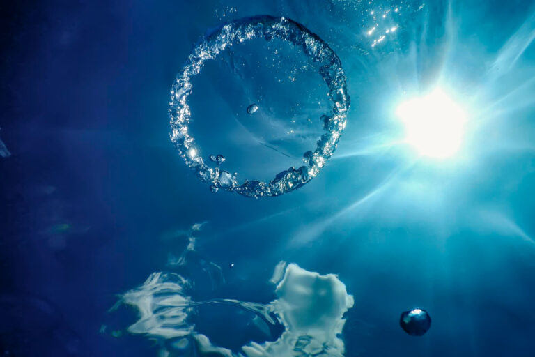 photo of bubble ring underwater